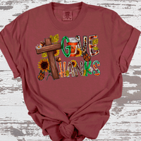 Give Thanks Cross BOHO Thanksgiving Fall Comfort Colors Family Shirts