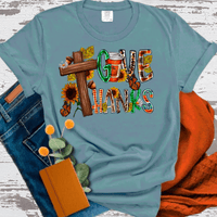 Give Thanks Cross BOHO Thanksgiving Fall Comfort Colors Family Shirts