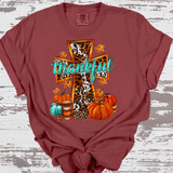 Thankful Leopard Cross Thanksgiving Fall Comfort Colors