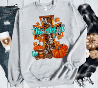 Thankful Leopard Cross Thanksgiving Fall Comfort Colors