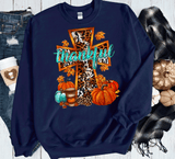 Thankful Leopard Cross Thanksgiving Fall Comfort Colors