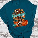 Thankful Leopard Cross Thanksgiving Fall Comfort Colors