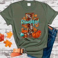 Thankful Leopard Cross Thanksgiving Fall Comfort Colors