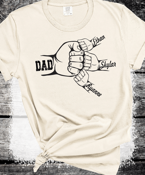 Comfort Colors®  Custom Dad Shirt with Kid Names, Father's Day Gift, New Dad Tshirt, Personalized Dad T-Shirt, Custom Kids Names Shirt, Fathers Day Shirt Fist Bump
