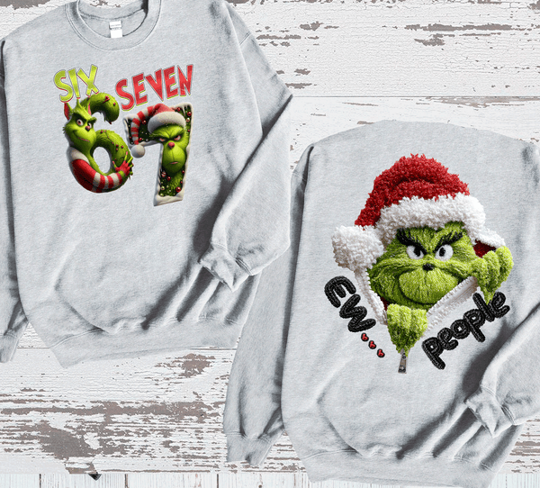 6 7 Six Seven Funny Christmas Family Shirts  / Christmas Realistic Faux Yarn Hoodie / Classic Christmas Movies Shirts / FYP Viral Grinch Sweatshirts / Funny Holiday Crewneck