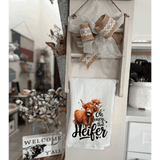 Funny Highland Cow Kitchen Tea Towels / Ohh Honey I am that Heifer / Farmhouse Decor / Country Farmgirl / Western Home Decor