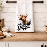 Funny Highland Cow Kitchen Tea Towels / Heifers Be Trippin / Farmhouse Decor / Country Farmgirl / Western Home Decor