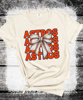 Houston Astros Coquette Bow Baseball shirt Family Baseball Fan Spirit shirts, Custom LIttle League Baseball, Play Ball Apparel