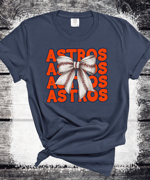 Houston Astros Coquette Bow Baseball shirt Family Baseball Fan Spirit shirts, Custom LIttle League Baseball, Play Ball Apparel