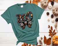 BOO Coquette Bow Plaid Halloween Print Shirts