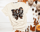 BOO Coquette Bow Plaid Halloween Print Shirts