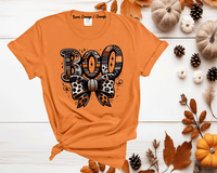 BOO Coquette Bow Plaid Halloween Print Shirts