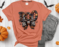 BOO Coquette Bow Plaid Halloween Print Shirts