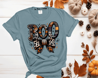 BOO Coquette Bow Plaid Halloween Print Shirts
