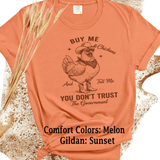 Comfort Colors® Buy me Chickens, tell me Don't trust government graphic tee, funny sarcastic shirt, trendy western aesthetic cowgirl summer top, gift for her, retro rodeo club apparel