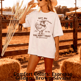 Comfort Colors® Buy me Chickens, tell me Don't trust government graphic tee, funny sarcastic shirt, trendy western aesthetic cowgirl summer top, gift for her, retro rodeo club apparel