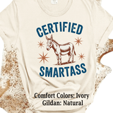 Comfort Colors® Certified Smart Ass, Donkey Farmlife funny graphic tee, funny sarcastic shirt, trendy western aesthetic cowgirl summer top, gift for her, retro rodeo club apparel