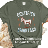 Comfort Colors® Certified Smart Ass, Donkey Farmlife funny graphic tee, funny sarcastic shirt, trendy western aesthetic cowgirl summer top, gift for her, retro rodeo club apparel