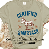 Comfort Colors® Certified Smart Ass, Donkey Farmlife funny graphic tee, funny sarcastic shirt, trendy western aesthetic cowgirl summer top, gift for her, retro rodeo club apparel