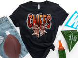 Kansas City Football Metallic shirt, faux glitter football Coquette bow Shirt, KC Football Team, Kansas City Football Fan Gift, Chiefs Fan