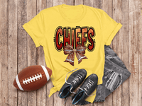 Kansas City Football Metallic shirt, faux glitter football Coquette bow Shirt, KC Football Team, Kansas City Football Fan Gift, Chiefs Fan