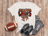 Kansas City Football Metallic shirt, faux glitter football Coquette bow Shirt, KC Football Team, Kansas City Football Fan Gift, Chiefs Fan