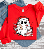 Comfort Colors® Cute Ghost Little Debbie / Christmas T-Shirt, Holiday sweatshirt, Christmas Gift Shirt, Xmas Ghost T-Shirt Holiday matching family knit look /  FYP Viral Trending Sweatshirts / Funny Holiday Crewneck