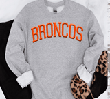 Custom PUFF vinyl Broncos Sweatshirt, Embossed Puff Spirit Wear Sweatshirt, Denver Broncos PUFF fan Gear NFL Football Playoff Shirts, Broncos Puff Vinyl Sweatshirts, 3D Embossed Football Gear