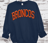 Custom PUFF vinyl Broncos Sweatshirt, Embossed Puff Spirit Wear Sweatshirt, Denver Broncos PUFF fan Gear NFL Football Playoff Shirts, Broncos Puff Vinyl Sweatshirts, 3D Embossed Football Gear