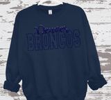 Custom PUFF vinyl Broncos Sweatshirt, Embossed Puff Spirit Wear Sweatshirt, Denver Broncos PUFF fan Gear NFL Football Playoff Shirts, Broncos Puff Vinyl Sweatshirts, 3D Embossed Football Gear