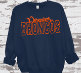 Custom PUFF vinyl Broncos Sweatshirt, Embossed Puff Spirit Wear Sweatshirt, Denver Broncos PUFF fan Gear NFL Football Playoff Shirts, Broncos Puff Vinyl Sweatshirts, 3D Embossed Football Gear