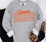 Custom PUFF vinyl Broncos Sweatshirt, Embossed Puff Spirit Wear Sweatshirt, Denver Broncos PUFF fan Gear NFL Football Playoff Shirts, Broncos Puff Vinyl Sweatshirts, 3D Embossed Football Gear
