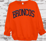 Custom PUFF vinyl Broncos Sweatshirt, Embossed Puff Spirit Wear Sweatshirt, Denver Broncos PUFF fan Gear NFL Football Playoff Shirts, Broncos Puff Vinyl Sweatshirts, 3D Embossed Football Gear