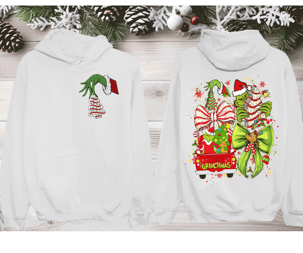 Grinch Christmas Tree Shirts / Christmas Realistic Faux Yarn Hoodie / Classic Christmas Movies Shirts / FYP Viral Grinch Sweatshirts / Funny Holiday Crewneck