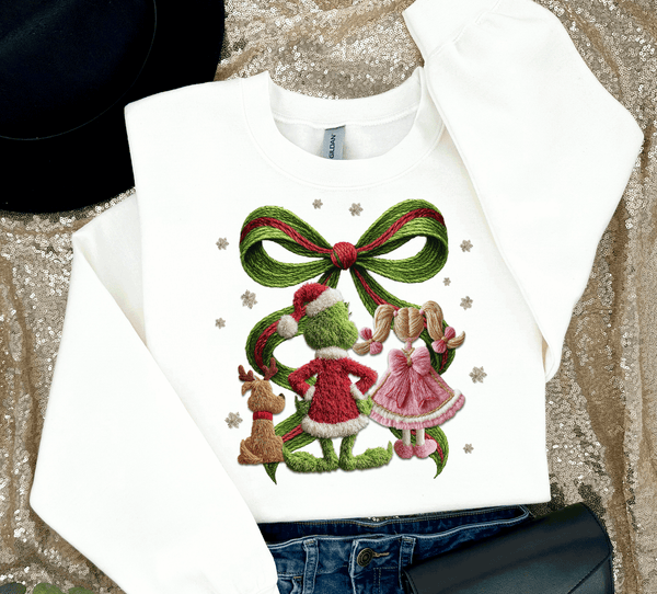 Grinch Christmas Tree Shirts / Merry Grinchmas Christmas Realistic Faux Yarn Hoodie / Classic Christmas Movies Shirts / FYP Viral Grinch Sweatshirts / Funny Holiday Crewneck