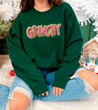 Grinchy Trending Funny Grinch Shirts / Christmas Realistic Faux Yarn Hoodie / Classic Christmas Movies Shirts / FYP Viral Grinch Sweatshirts / Funny Holiday Crewneck