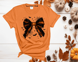 Halloween Lace Bow T-Shirt Black Coquette Bow Shirt Bats Princess Girly Halloween Coquette Bows
