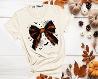 Halloween Lace Bow T-Shirt Black Coquette Bow Shirt Bats Princess Girly Halloween Coquette Bows