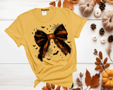 Halloween Lace Bow T-Shirt Black Coquette Bow Shirt Bats Princess Girly Halloween Coquette Bows