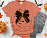 Halloween Lace Bow T-Shirt Black Coquette Bow Shirt Bats Princess Girly Halloween Coquette Bows