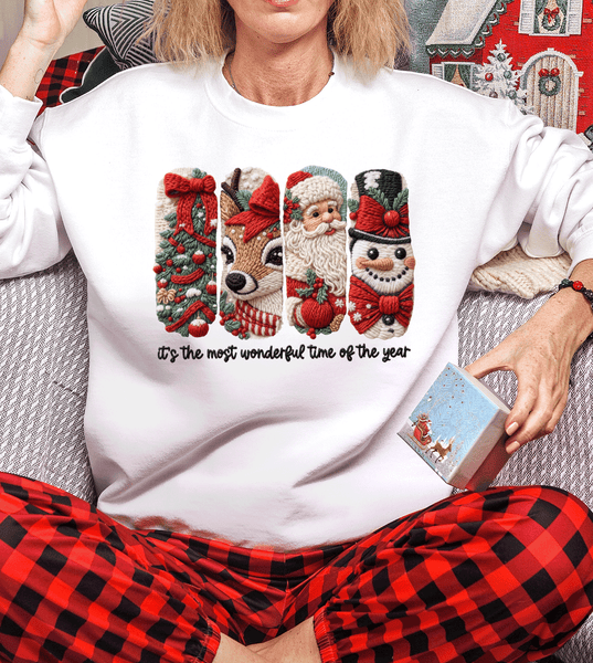 The most wonderful time of the year / Merry Christmas Realistic Faux Yarn Hoodie / FYP Viral Grinch Sweatshirts / Funny Holiday Crewneck