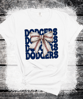 LA Dodgers Coquette Bow Baseball shirt Family Baseball Fan Spirit shirts, Custom LIttle League Baseball, Play Ball Apparel
