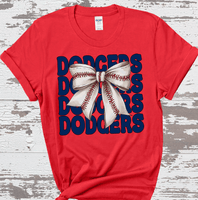 LA Dodgers Coquette Bow Baseball shirt Family Baseball Fan Spirit shirts, Custom LIttle League Baseball, Play Ball Apparel