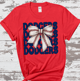 LA Dodgers Coquette Bow Baseball shirt Family Baseball Fan Spirit shirts, Custom LIttle League Baseball, Play Ball Apparel