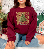 Christmas Tree Realistic Faux Yarn Hoodie / Holiday matching family knit look /  FYP Viral Trending Sweatshirts / Funny Holiday Crewneck