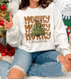 Comfort Colors® Merry Christmas tree Faux Yarn 3D Holiday sweatshirt, Christmas Gift Shirt, Matching family Holiday matching family knit look /  FYP Viral Trending Sweatshirts / Funny Holiday