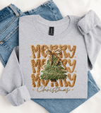Christmas Tree Realistic Faux Yarn Hoodie / Holiday matching family knit look /  FYP Viral Trending Sweatshirts / Funny Holiday Crewneck