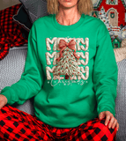 Christmas Tree Realistic Faux Yarn Hoodie / Holiday matching family knit look /  FYP Viral Trending Sweatshirts / Funny Holiday Crewneck