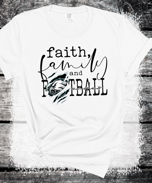 Eagles Football Game day Matching Faith Family Football, Thanksgiving Family Shirts, Superbowl Eagles Faux Bling Sweatshirt