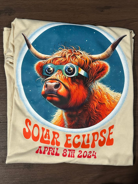 Highland Cow Eclipse Glasses 2024 Total Solar Eclipse Commemorative Shirts, Memories of this rare event, Solar Eclipse April 8, 2024